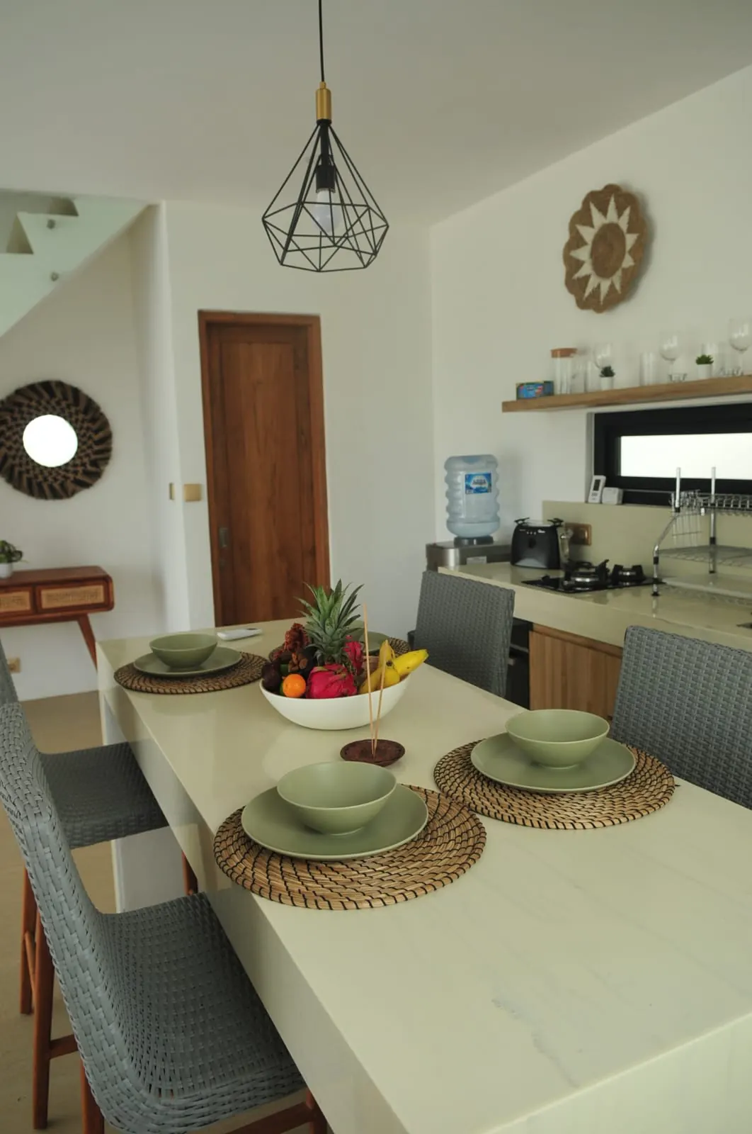 Breakfast bar and kitchen in the enclosed living area